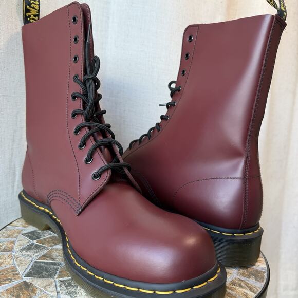 Dr. Martens 1490 Oxblood Smooth Leather 10-Eye Boots US 16 | Punk Icon | NWT Y2K - Picture 3 of 16